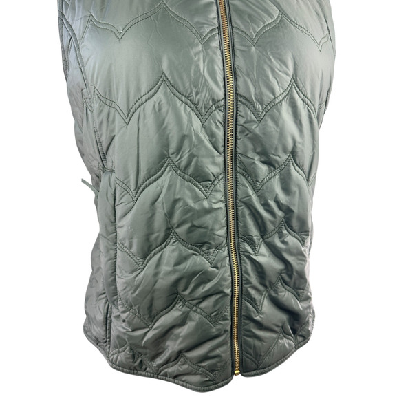 Vineyard Vines Chevron Quilted Whale Tail Vest Green Gold Full Zip Women's Large - Picture 7 of 14